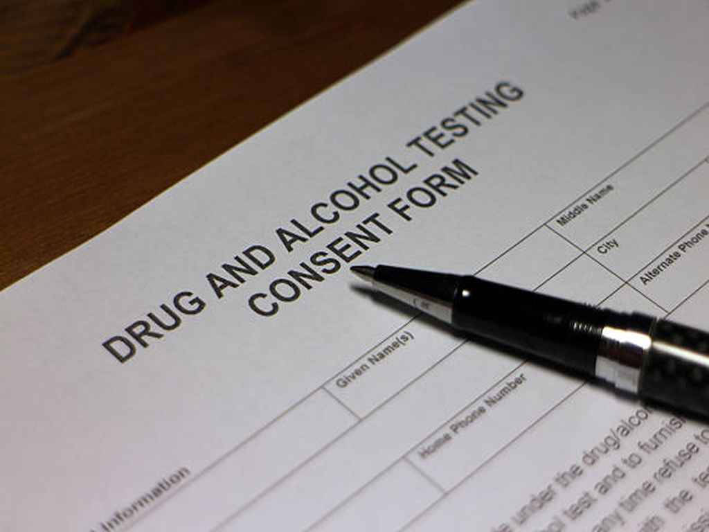 A consent form for drug and alcohol testing