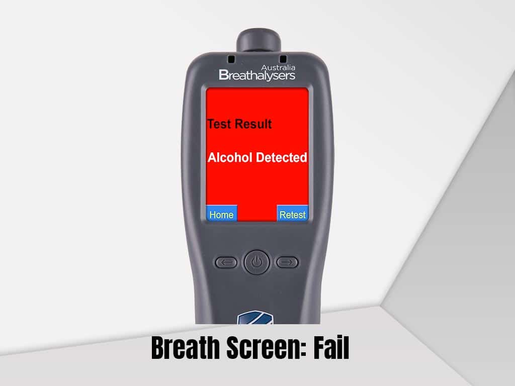 A breathalyzer displaying a positive alcohol test result.