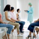 People waiting in a testing facility